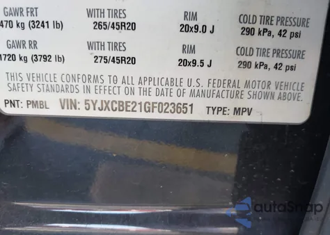 2016 Tesla Model X 60D/70D/75D/90D/P100D z USA, uszkodzony, nr VIN 5YJXCBE21GF023651